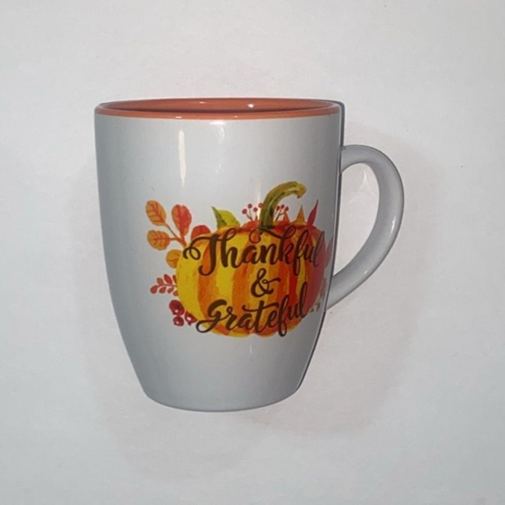 Thankful & Grateful Momentum Brands Orange Floral Coffee Tea Mug